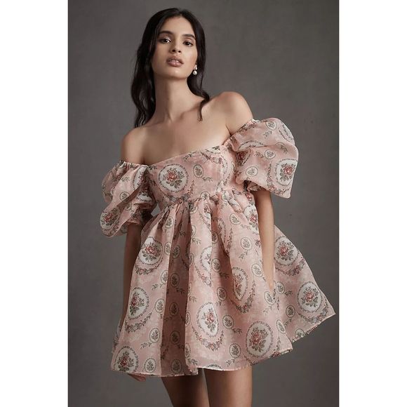 Anthropologie Selkie Rapunzel Puff Short-Sleeve Bubble Floral Mini Dress - Picture 5 of 11